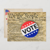 Verkiezingsdag Button over de Amerikaanse grondwet Briefkaart (Voorkant / Achterkant)