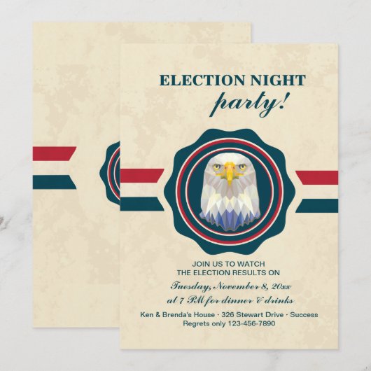 Verkiezingsdag Eagle Uitnodiging (Voorkant / Achterkant)