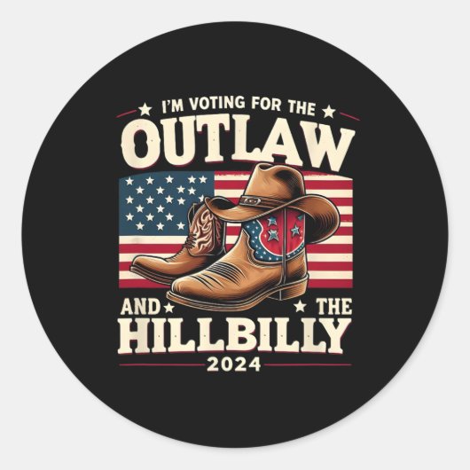 Verkiezingsdag Outlaw Hillbilly 2024 Cowboyschoene Ronde Sticker (Voorkant)