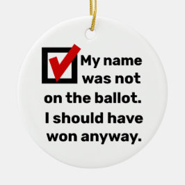 Verkiezingshumor 2024 keramisch ornament