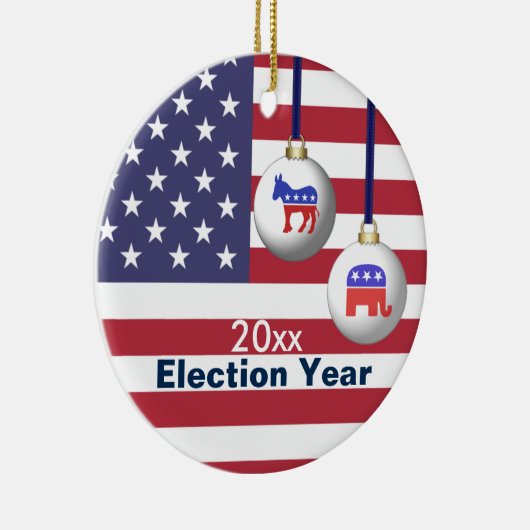 Verkiezingsjaar Republikein of Democratische Kerst Keramisch Ornament (Rechts)