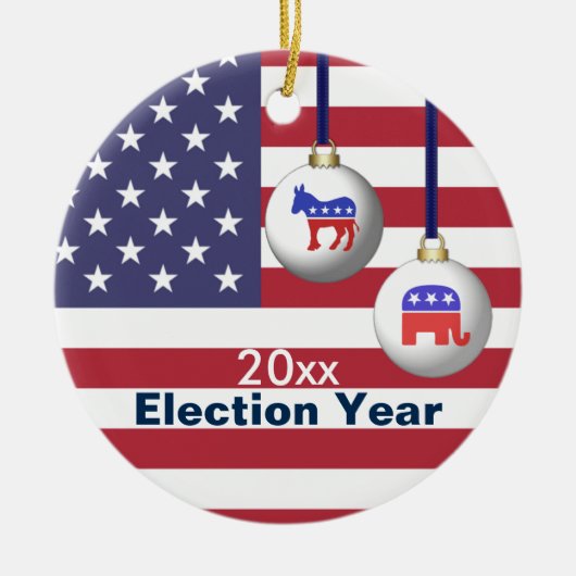 Verkiezingsjaar Republikein of Democratische Kerst Keramisch Ornament (Voorkant)