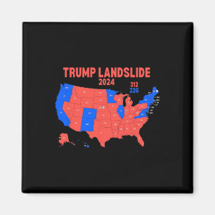 Verkiezingskaart Trump 312 Landslide 2024 Magneet