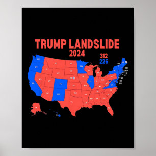 Verkiezingskaart Trump 312 Landslide 2024 Poster