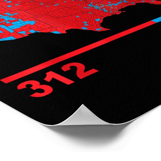 Verkiezingskaart Trump 312 Red 2024 Verkiezingsres Poster (Hoek)