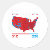 Verkiezingskaart Trump 312 Red 2024 Verkiezingsres Ronde Sticker (Voorkant)