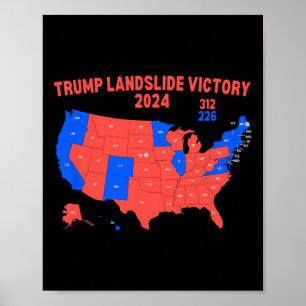 Verkiezingskaart Trump 312 Trump Landslide 2024 Poster