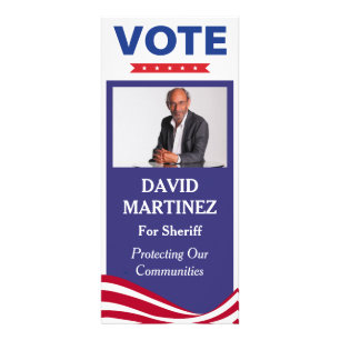 Verkiezingssheriff met kandidaatfoto en QR-code Reclamekaart