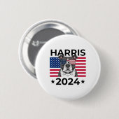 Verkiezingsstem Kamala Harris 2024 Pitbull Dog USA Ronde Button 5,7 Cm (Voorkant /achterkant)