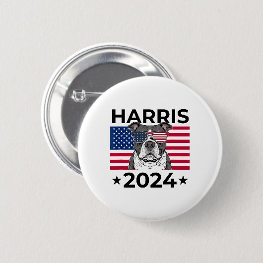 Verkiezingsstem Kamala Harris 2024 Pitbull Dog USA Ronde Button 5,7 Cm (Voorkant /achterkant)