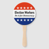 Verkiezingswerkers doen het voor de democratie handwaaier (Achterkant)