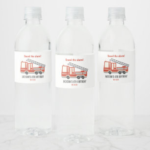 Verklaar Alarm Brandweerwagen Verjaardagsfeestje Waterfles Etiket
