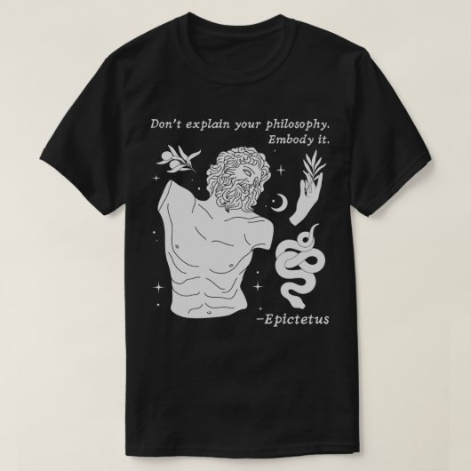 Verklaar je filosofie niet met het stoïcijnse beel t-shirt (Design voorkant)