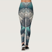 Verklaring Art Nouveau Blauw Zilver Fans Leggings (Achterkant)