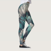 Verklaring Art Nouveau Blauw Zilver Fans Leggings (Rechts)
