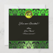 VERKLARING IN GROEN, ZWARTE DAMASKMONOGRAM, Emeral Kaart (Achterkant)