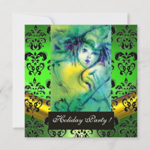 VERKLARING IN GROEN, ZWARTE DAMASKMONOGRAM, Emeral Kaart