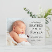 Verklaring Naam Houtskool Grijs Baby Jongen Foto G Aankondiging (Staand voorkant)