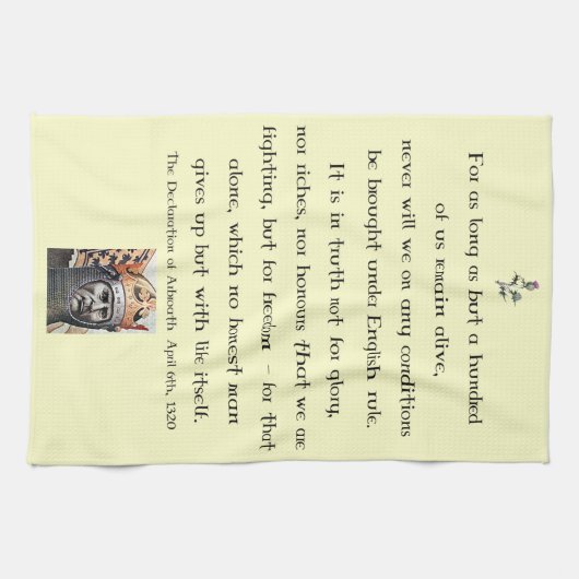 Verklaring van Arbroath Robert the Bruce Tea Towel Theedoek (Horizontaal)