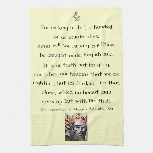 Verklaring van Arbroath Robert the Bruce Tea Towel Theedoek (Verticaal)