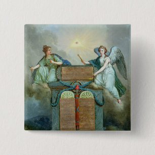 Verklaring van de rechten van het Man en de burger Vierkante Button 5,1 Cm