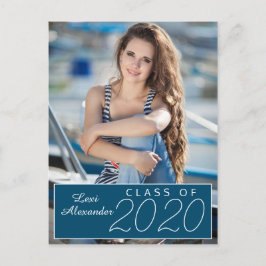 Verklaring van eindexamenfoto in marineblauw briefkaart