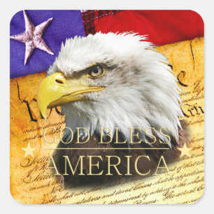 Verklaring van Onafhankelijke, Eagle, God Bless Am Vierkante Sticker
