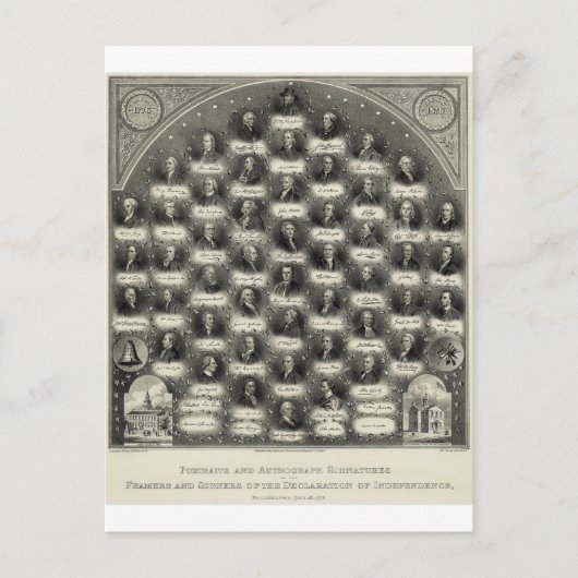 Verklaring van onafhankelijkheidsportretten Ondert Briefkaart (Voorkant)