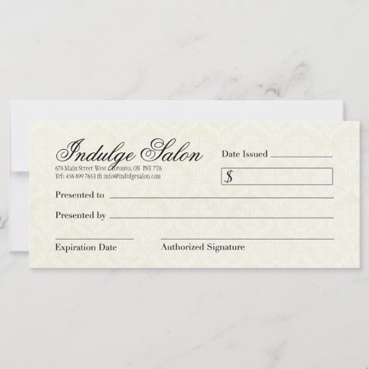 VERKLARING VOOR VERPLICHTE PARLOR GIFT (Achterkant)