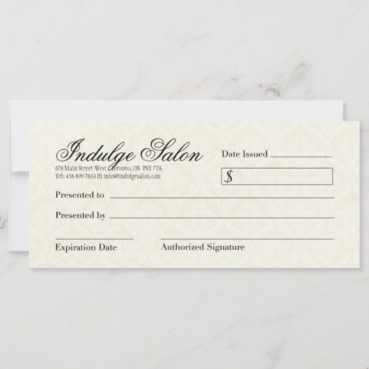 VERKLARING VOOR VERPLICHTE PARLOR GIFT (Achterkant)