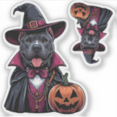 Verklede Pitbull Halloween Sticker (Voorkant)