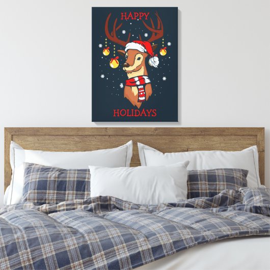 Verklede rendier kerstdecoraties canvas afdruk (Insitu (Slaapkamer))