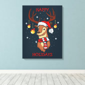 Verklede rendier kerstdecoraties canvas afdruk (Insitu (Houten vloer))