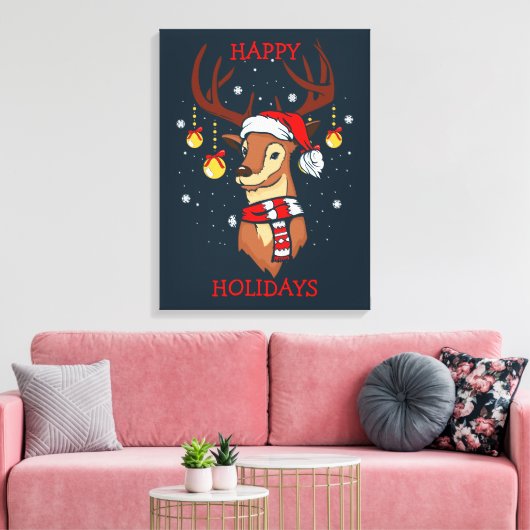 Verklede rendier kerstdecoraties canvas afdruk (Insitu (Woonkamer))