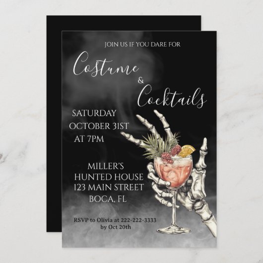 Verkleedfeest met cocktails Halloweenfeest  Kaart (Voorkant / Achterkant)