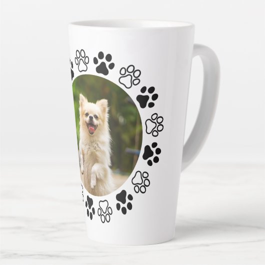 Verkleinbare hond portret hoektand latte mok (Rechterhoek)