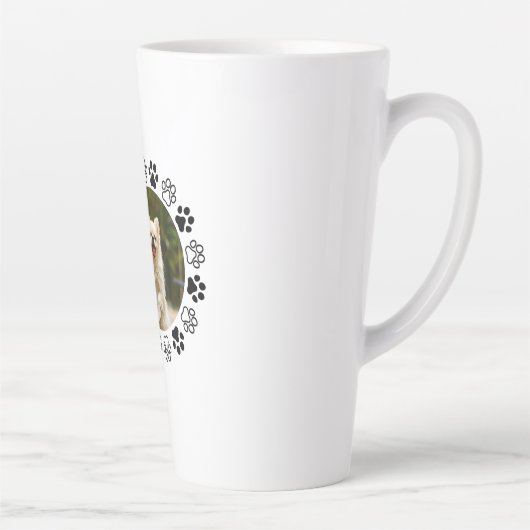 Verkleinbare hond portret hoektand latte mok (Rechts)