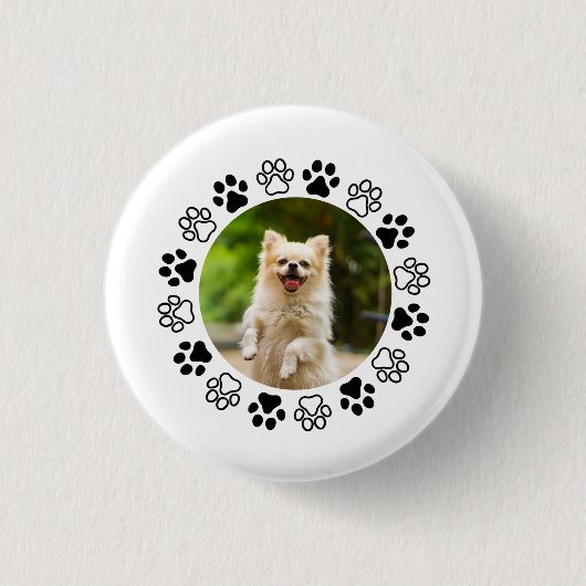 Verkleinbare hond portret hoektand ronde button 3,2 cm (Voorkant)