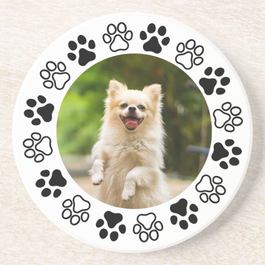 Verkleinbare hond portret hoektand zandsteen onderzetter (Voorkant)