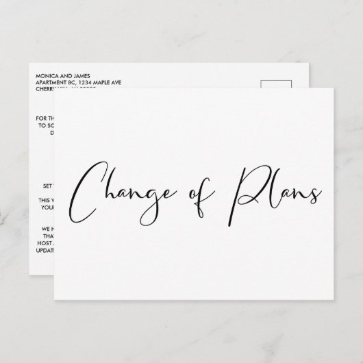 Verkleind Kleinere Trouwplannen Gewijzigde Plannen Aankondigingskaart (Voorkant / Achterkant)