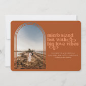 Verkleinde fotobetrokkingskaart voor microbruiloft aankondiging (Voorkant)