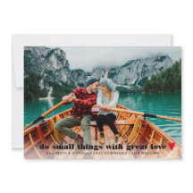 Verkleinde fotobetrokkingskaart voor microbruiloft