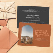 Verkleinde fotobetrokkingskaart voor microbruiloft aankondiging