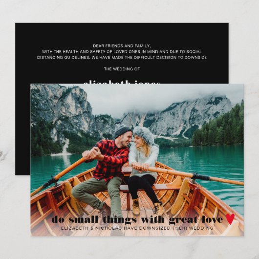 Verkleinde fotoverslag van microbruiloft aankondiging (Voorkant / Achterkant)