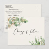 Verkleinde huwelijksgastenlijst Eucalyptus Crème Aankondigingskaart (Voorkant / Achterkant)