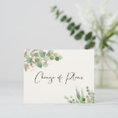 Verkleinde huwelijksgastenlijst Eucalyptus Crème Aankondigingskaart (Staand voorkant)