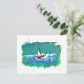 Verkleinende leuke originele bootschilderij kleurr kaart (Staand voorkant)