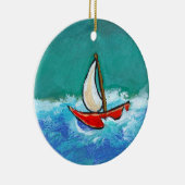 Verkleinende leuke originele bootschilderij kleurr keramisch ornament (Rechts)