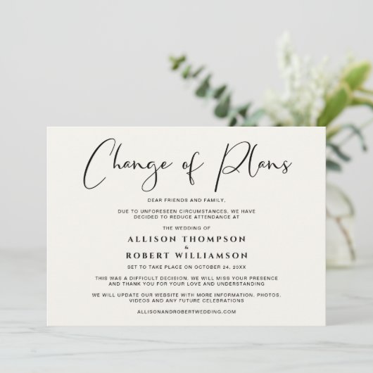 Verkleining Huwelijk Wijziging van de plannen Eleg Aankondiging (Staand voorkant)