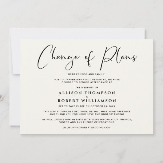 Verkleining Huwelijk Wijziging van Plan Elegant Cr Aankondiging (Voorkant)